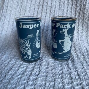 Vintage‎ Barware glasses Jasper Park Alberta Canada souvenir tumblers